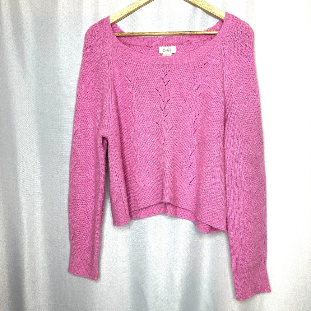 Anthropologie Kaisley Alpaca Blend Pink Cropped Sweater Size L Coquette Romantic